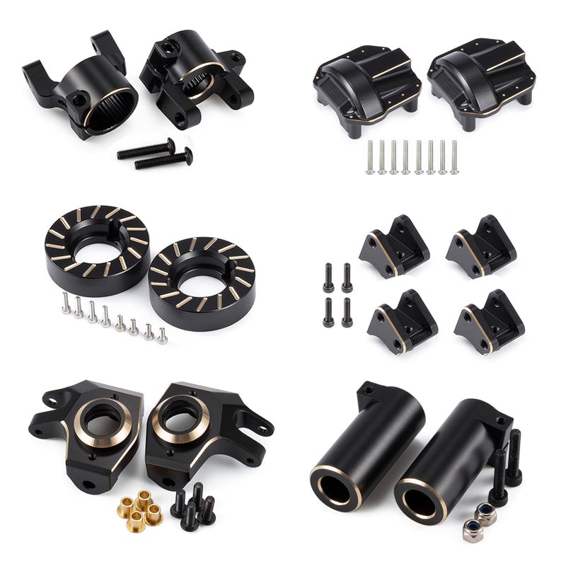 AMK 440g SCX10 II Brass Weights Set Diff Cover Steering Knuckles C Hub Link Mounts Clamping Lockouts with Wheel Counterweights for 110 RC Crawler AR44 Axial SCX10 Upgrades - Image 3