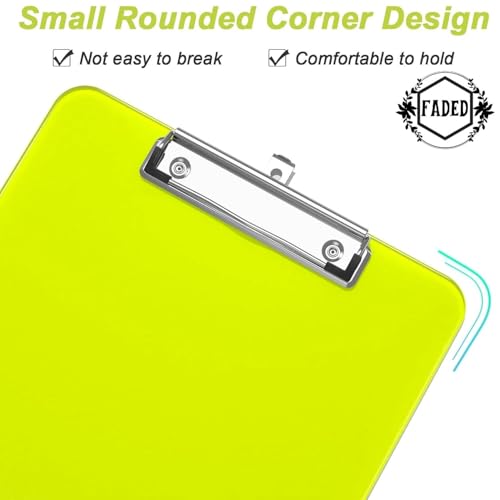 Faded Fluoro Color Translucent Paper Clipboard – Lightweight & Sturdy Writing Pad with Strong Clip – Ideal for Drawing, Writing, Office, School & College Use (Neon Green) - Image 3