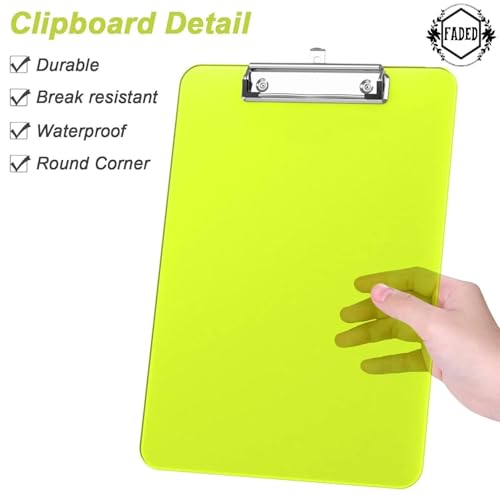 Faded Fluoro Color Translucent Paper Clipboard – Lightweight & Sturdy Writing Pad with Strong Clip – Ideal for Drawing, Writing, Office, School & College Use (Neon Green) - Image 4