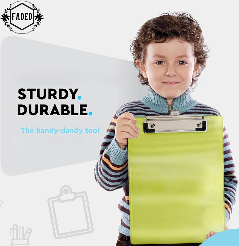 Faded Fluoro Color Translucent Paper Clipboard – Lightweight & Sturdy Writing Pad with Strong Clip – Ideal for Drawing, Writing, Office, School & College Use (Neon Green) - Image 5