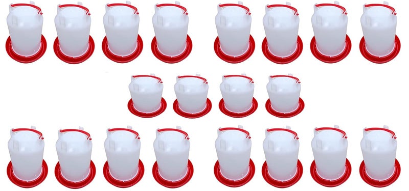 TMW شربات ماء بلاستيكية جيدة بسعة 1.5 لتر لجميع الطيور الأخرى، مفيدة للصيصان الصغيرة، وعاء ماء بلاستيكي للدواجن بسعة 1.5 لتر في عبوة تحتوي على 20 قطعة - Image 1