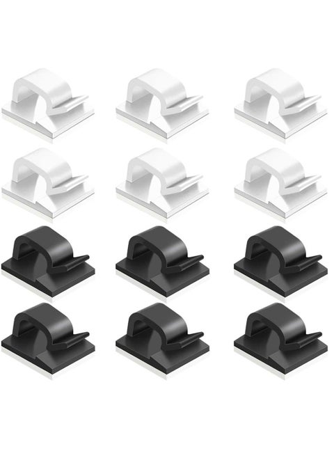 60 Pcs Adhesive Cable Clips, Plastic Cable Cord Organizers Cable Storage Management Clip for Home Office - Black, White