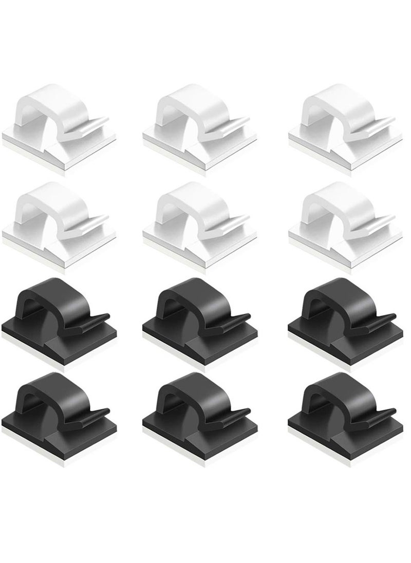 Generic 60 Pcs Adhesive Cable Clips, Plastic Cable Cord Organizers Cable Storage Management Clip for Home Office - Black, White  - Image 1