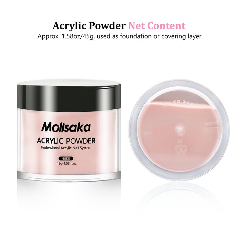 Molisaka Nude Acrylic Powder - Professional Nail Powder, Lasting Powder for French Nail Art, Salon Supplies Set (1.58oz) - Image 5