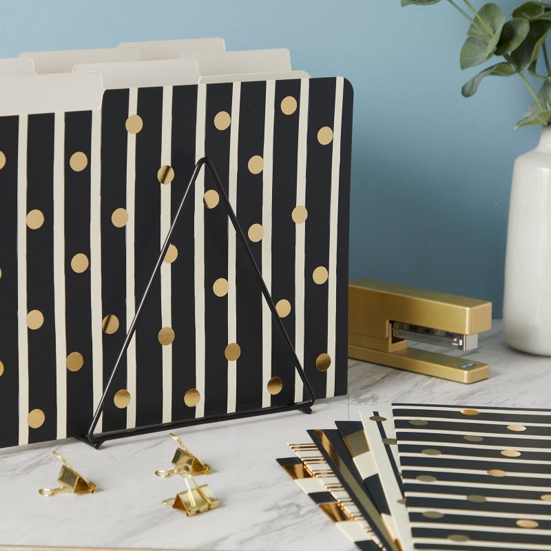 Paper Junkie Colored File Folders - 11.5 x 9.5 in, Gold Geometric, 12 Pack - Manila Folders with 1/3 Cut Tabs for File Cabinet - Desk Accessories & Cute Office Supplies - Image 2