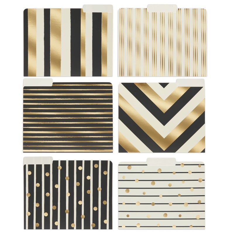 Paper Junkie Colored File Folders - 11.5 x 9.5 in, Gold Geometric, 12 Pack - Manila Folders with 1/3 Cut Tabs for File Cabinet - Desk Accessories & Cute Office Supplies - Image 1