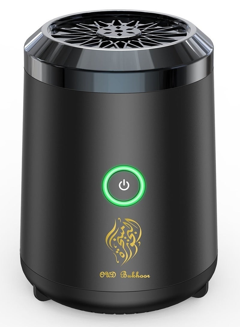 Oud Bukhoor [Upgrade] Electric Mini Incense Burner Portable USB Rechargeable Aroma Diffuser Fresh Scent - Black - Image 1