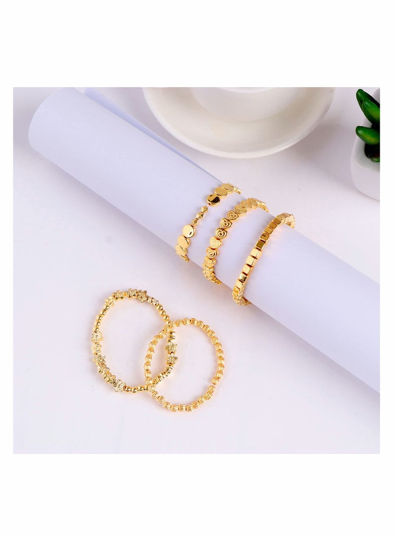 Excefore 1700 Pieces Spacer Beads Set Assorted DIY Loose Bead Round Ball Star Beads Rondelle Faceted Cube Square Spacer Column Beads 11 Styles Jewelry Charms Beads for DIY Crafts Jewelry Making (Gold) - Image 3