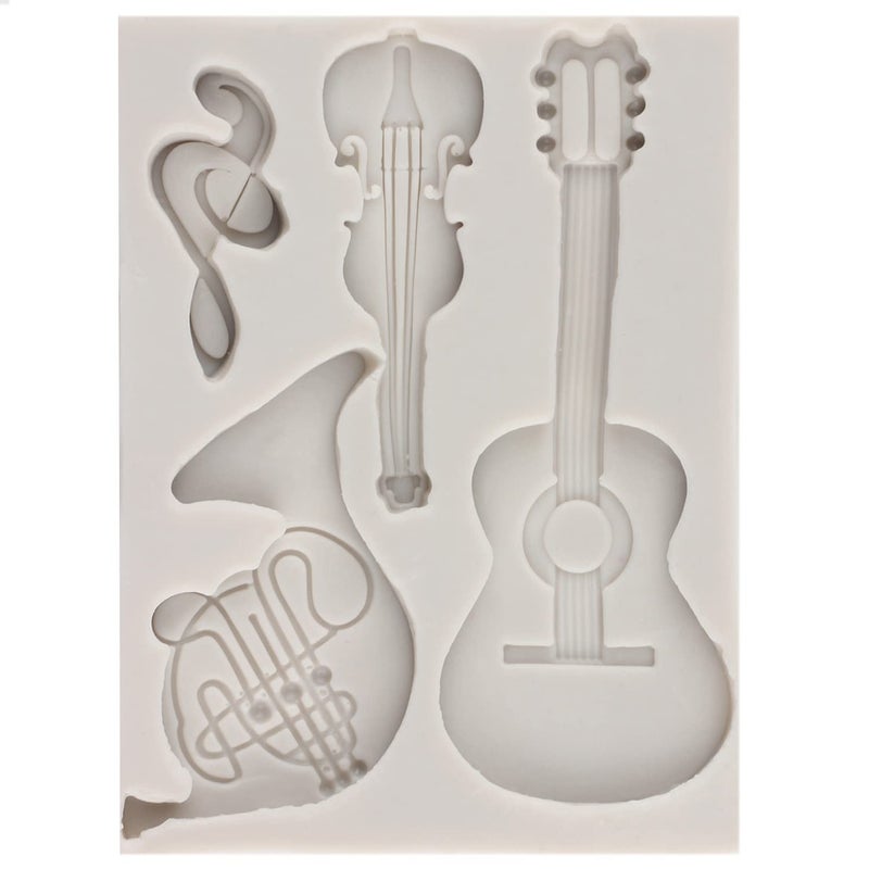 Sijiangmold Music Note Fondant Molds Musical Instruments Silicone Molds Boombox Microphone Radio Guitar Mold For Cake Decoration Cupcake Topper Polymer Clay Chocolate Candy Gum Paste Set Of 4 - Image 5