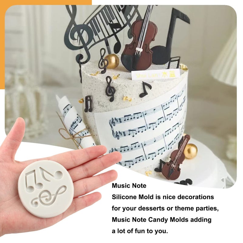 Sijiangmold Music Note Fondant Molds Musical Instruments Silicone Molds Boombox Microphone Radio Guitar Mold For Cake Decoration Cupcake Topper Polymer Clay Chocolate Candy Gum Paste Set Of 4 - Image 3