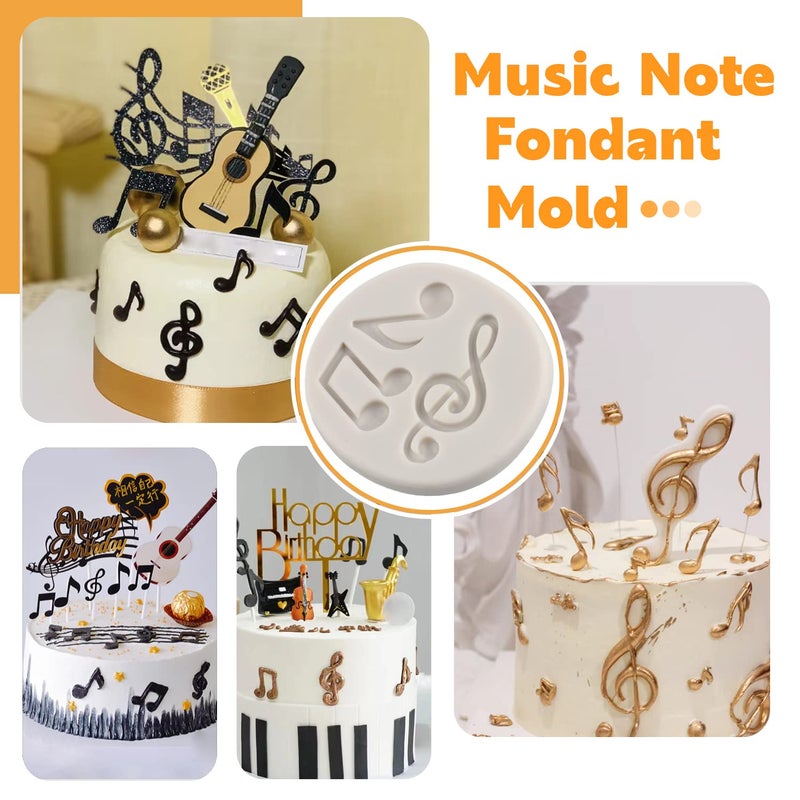 Sijiangmold Music Note Fondant Molds Musical Instruments Silicone Molds Boombox Microphone Radio Guitar Mold For Cake Decoration Cupcake Topper Polymer Clay Chocolate Candy Gum Paste Set Of 4 - Image 4