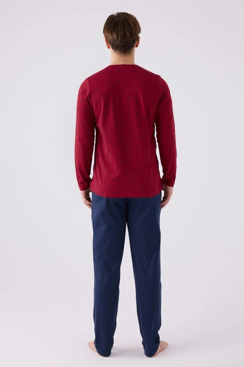 ارنيتا Men's Claret Red Seasonal Pajama Set, Cotton