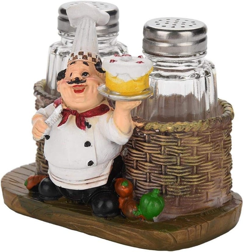 ويوبلز حامل ملح وفلفل، تمثال طاهٍ لطيف، حامل زجاجة ملح وفلفل، زينة ديكور منزلي، أدوات مطبخ مصنوعة من الراتنج - Image 1