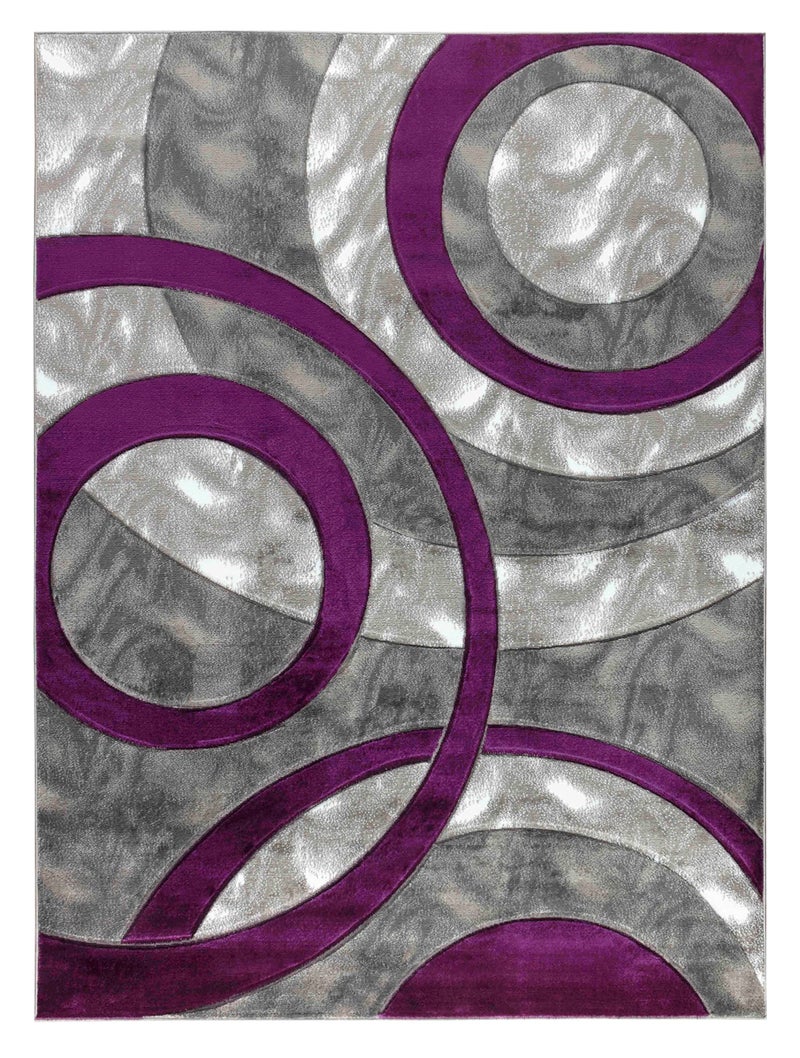GLORY RUGS Area Rug Modern 2x7 Purple Circles Geometry Soft Hand Carved Contemporary Floor Carpet Fluffy Texture for Indoor Living Dining Room and Bedroom Area