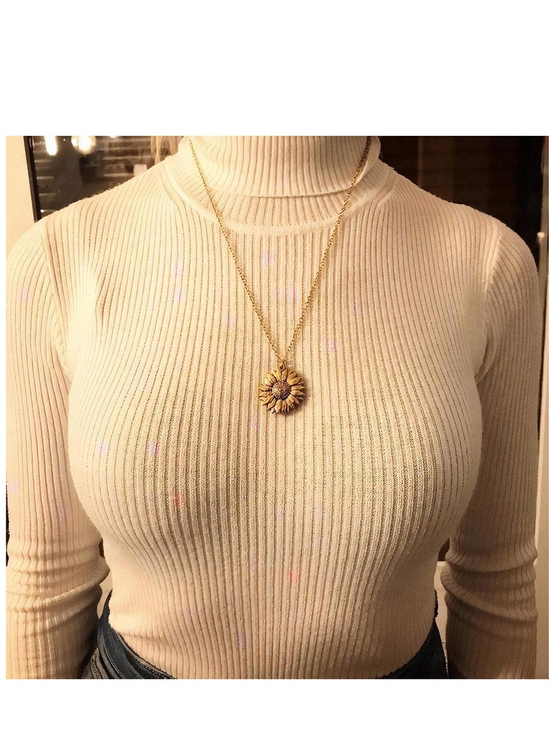 SYOSI Engraved Necklace Inspirational Sunflower Locket Necklace Jewelry for Women Girlfriend. Birthdays, Valentine's Day - Image 3