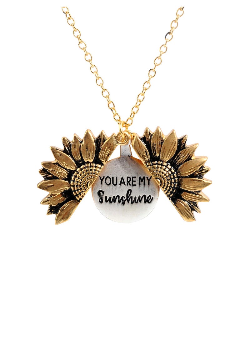 SYOSI Engraved Necklace Inspirational Sunflower Locket Necklace Jewelry for Women Girlfriend. Birthdays, Valentine's Day - Image 1
