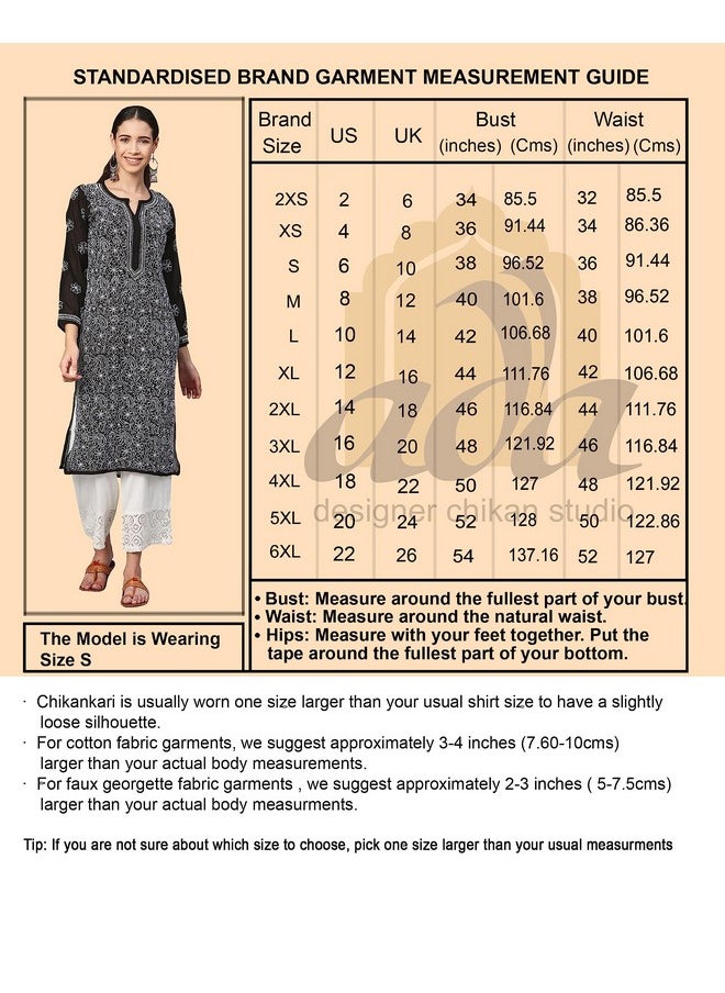 ADA - Ada Hand Embroidered Lucknow Chikankari Cotton Kurti Kurta Tunic for Women A342228 White (M) - Image 1