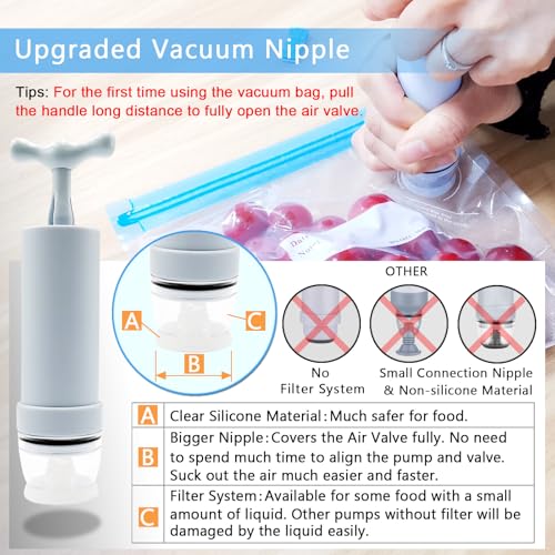 MOMODA Sous Vide Cooking Bags - Set of 40 | BPA-Free Reusable Vacuum Seal Bags with Air Valve for Joule and Anova Cookers | Freezer Safe Vacuum Food Storage Bags with Upgraded Hand Pump Included - Image 3