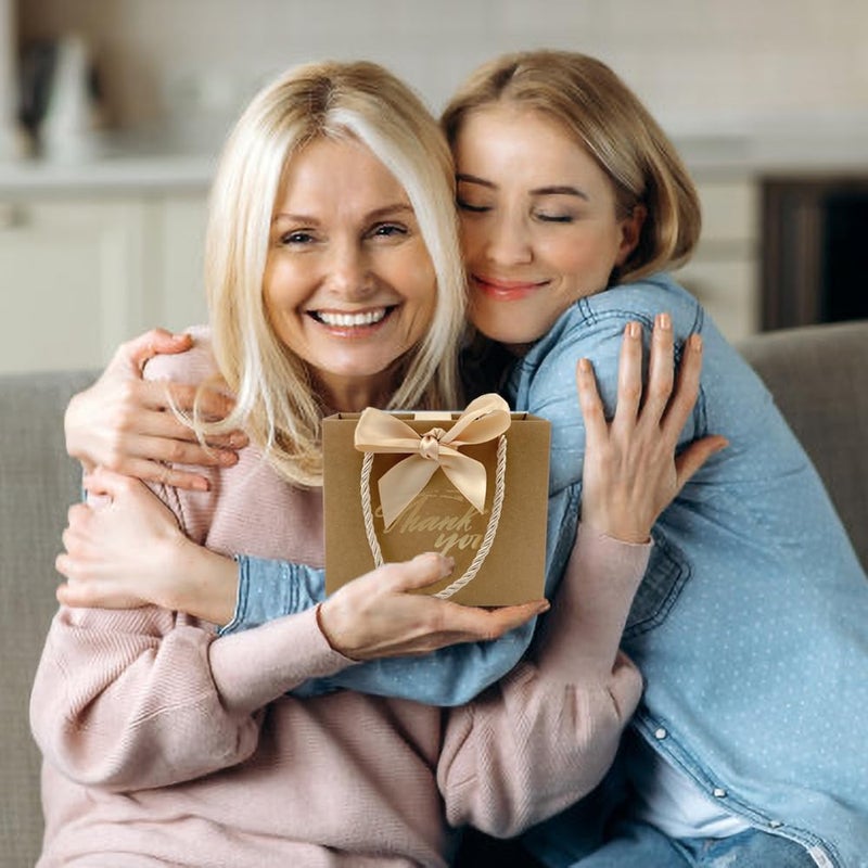 Tksbag 50 Pack Small Thank You Gift Bags With Handles  5.5''X 2.5''X4.7'' Mini Brown Gift Bags Bulk For Baby Shower  Birthday  Wedding  Party Favors  Mother'S Day - Image 4