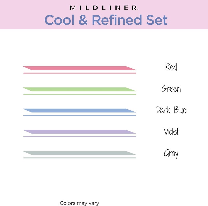 Zebra Pen Mildliner Dual-Tip Highlighter Set, Broad and Fine Tips, No Bleed, Ideal for Bible Highlighting, Journaling and Note-Taking, Assorted Cool and Refined Ink Colors, 5-Pack (78205) - Image 5