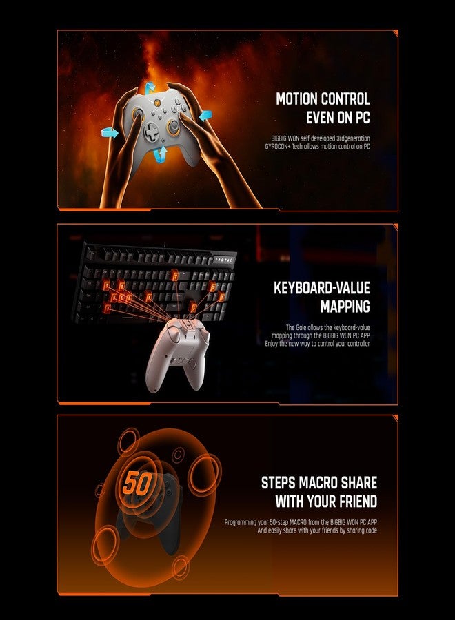 BIGBIG WON Drahtlose Controller, BIGBIG WON Gale Hall PC-Controller Bewegungssteuerung, Hall-Joysticks-Auslöser, 3 Paar Thumbsticks, PC-App-Gamecontroller für Switch/PC/iOS/Android Wireless Gaming Controller - Image 5