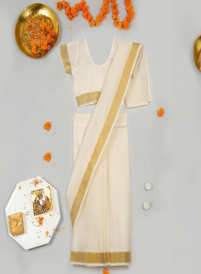 LITTLE GINNIE Ready To Wear Ethnic Saree for Girls 3-4 Years - White - Image 2