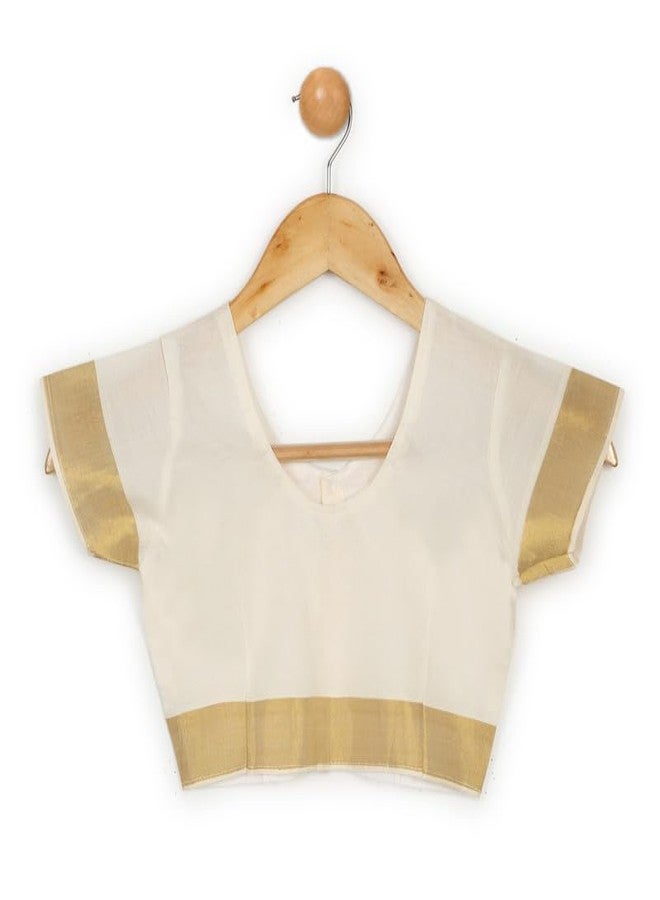 LITTLE GINNIE Ready To Wear Ethnic Saree for Girls 3-4 Years - White - Image 4