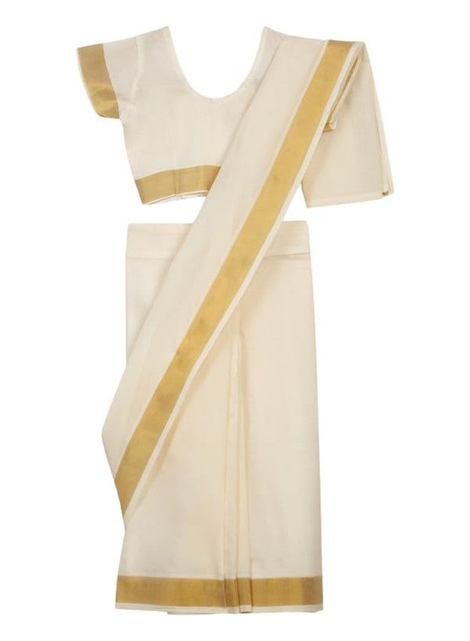 LITTLE GINNIE Ready To Wear Ethnic Saree for Girls 3-4 Years - White - Image 1