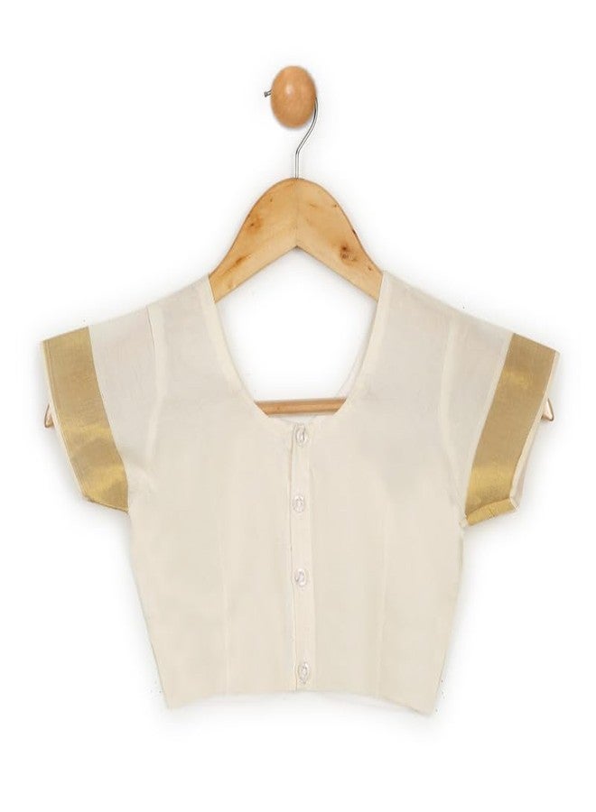 LITTLE GINNIE Ready To Wear Ethnic Saree for Girls 3-4 Years - White - Image 5