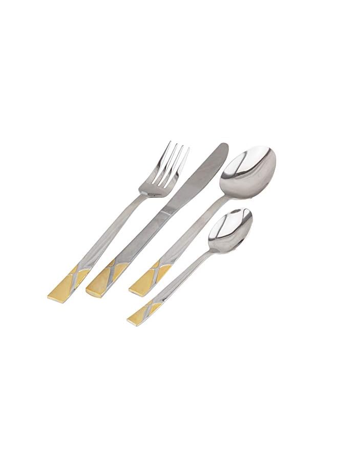 Berger 24 Piece Silverware Flatware Cutlery Set with Square Stand, Stainless Steel Includes 6 Knife, Fork, Tea Spoon, Dinner Mirror Polished, Dishwasher Safe - Image 3