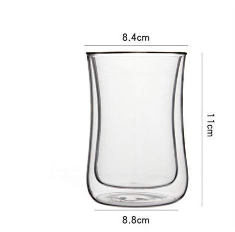P-Plus International Double Walled Turkish Coffee Tea Glasses, Espresso Cappuccino Cups Latte Mugs, Insulated Borosilicate Glass (P17-300ml-Pack 2) - Image 4