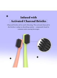 Perfora Dream White Toothbrush For Kids & Adults | With Activated Charcoal Bristle | Super Soft Bristles For Sensitive Teeth | Tooth Brush Pack Of 1 - Peach Paradise  - Image 3