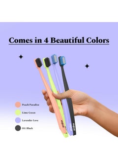 Perfora Dream White Toothbrush For Kids & Adults | With Activated Charcoal Bristle | Super Soft Bristles For Sensitive Teeth | Tooth Brush Pack Of 1 - Peach Paradise  - Image 4