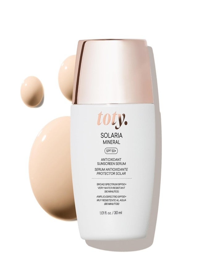 toty. Toty by Sofia Vergara - Solaria Mineral SPF 50+ Antioxidant Sunscreen Serum - Mineral Tinted Face Sunscreen - Broad Spectrum - Universal Tint - Ultra Fluid and water resistant - Tavel size (1 fl Oz) - Image 1