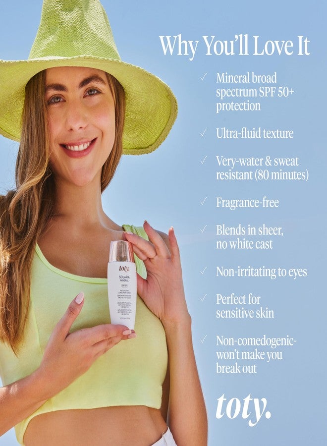 toty. Toty by Sofia Vergara - Solaria Mineral SPF 50+ Antioxidant Sunscreen Serum - Mineral Tinted Face Sunscreen - Broad Spectrum - Universal Tint - Ultra Fluid and water resistant - Tavel size (1 fl Oz) - Image 4