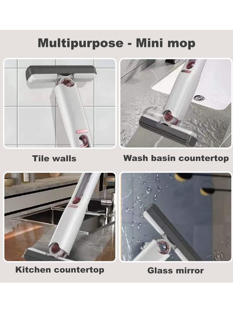 Houmt Portable Self Squeeze Short Mini Mop Lazy Hand Wash Free Strong Absorbent Bathroom Kitchens Tableware Desktop Glass Wet and Dry Use  - Image 2