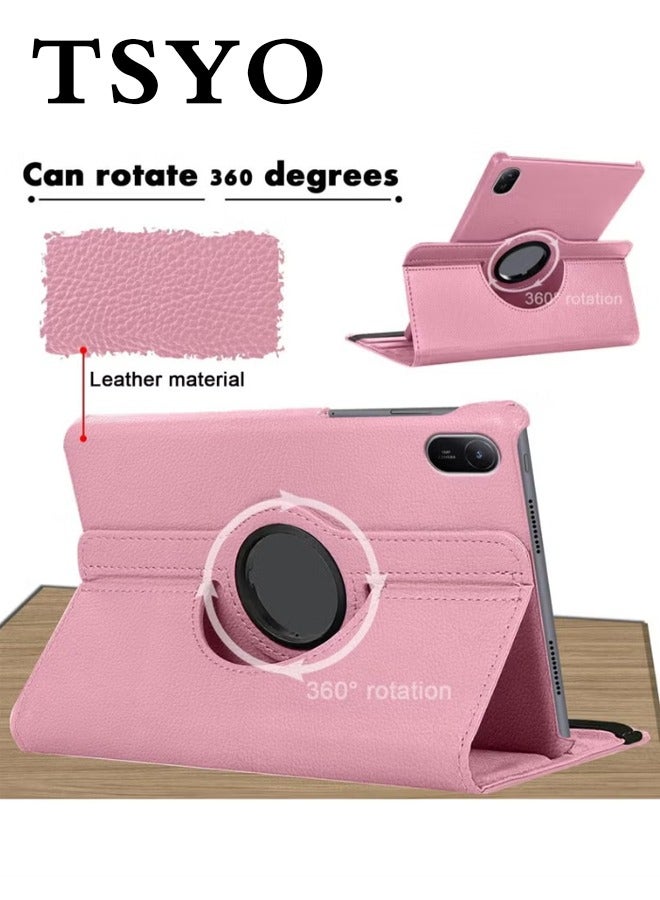 TSYO  360°Rotating Case Compatible with Huawei Matepad SE 11 inch Case Cover 2024,Multi-Angle Swiveling Slim Cover Auto Wake/Sleep PU Leather Hard Back Shockproof Stand Cover (Pink) - Image 2