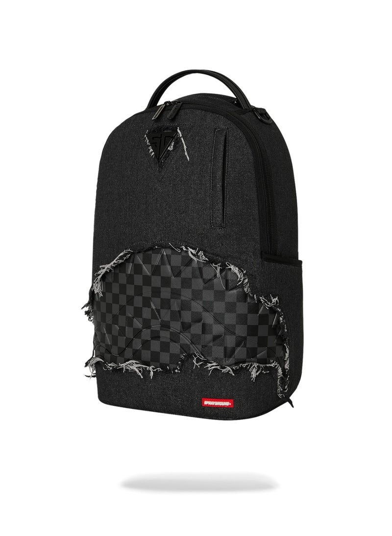 SPRAYGROUND BLACK DENIM TEAR SHARK DLXSV BACKPACK - Image 5