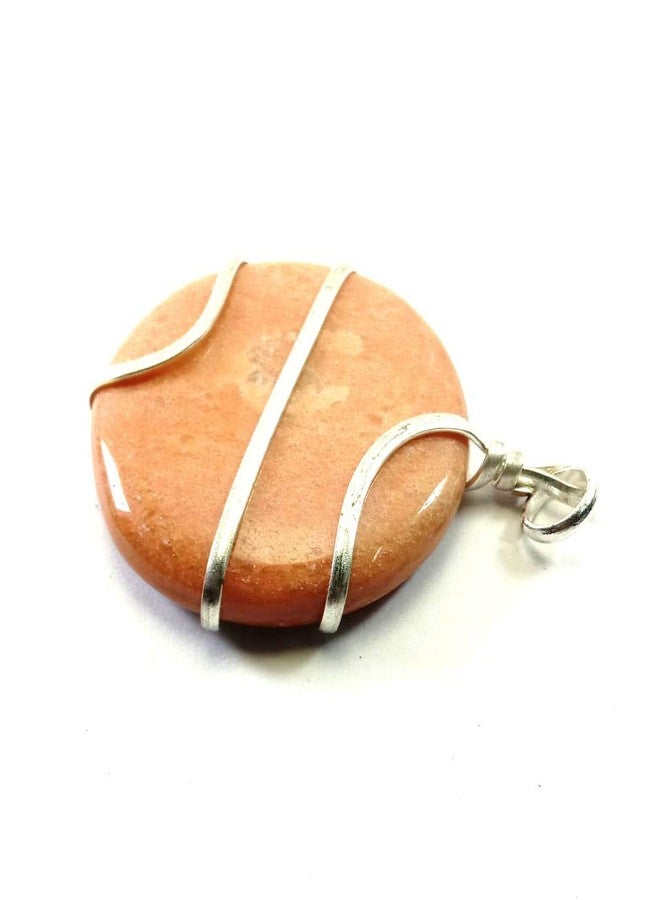 CA AGATE Red aventurine Round Healing Pendant Wire Wrapped - Image 2