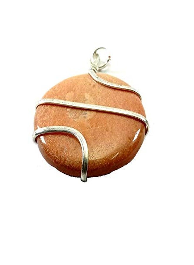 CA AGATE Red aventurine Round Healing Pendant Wire Wrapped - Image 1