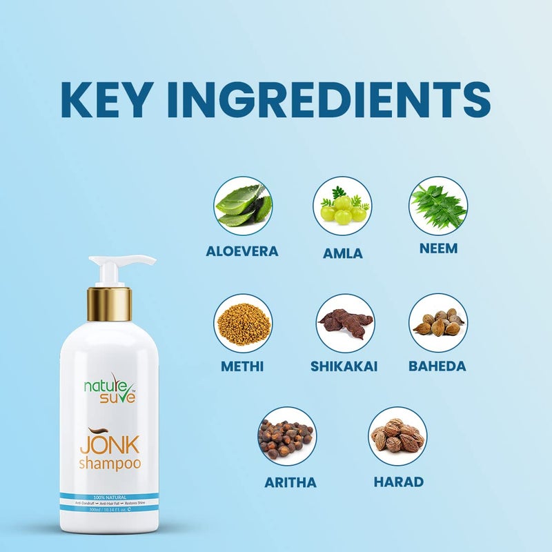 Nature Sure Jonk Shampoo Hair Cleanser for Men Women 4 Packs 300ml Each - Image 3