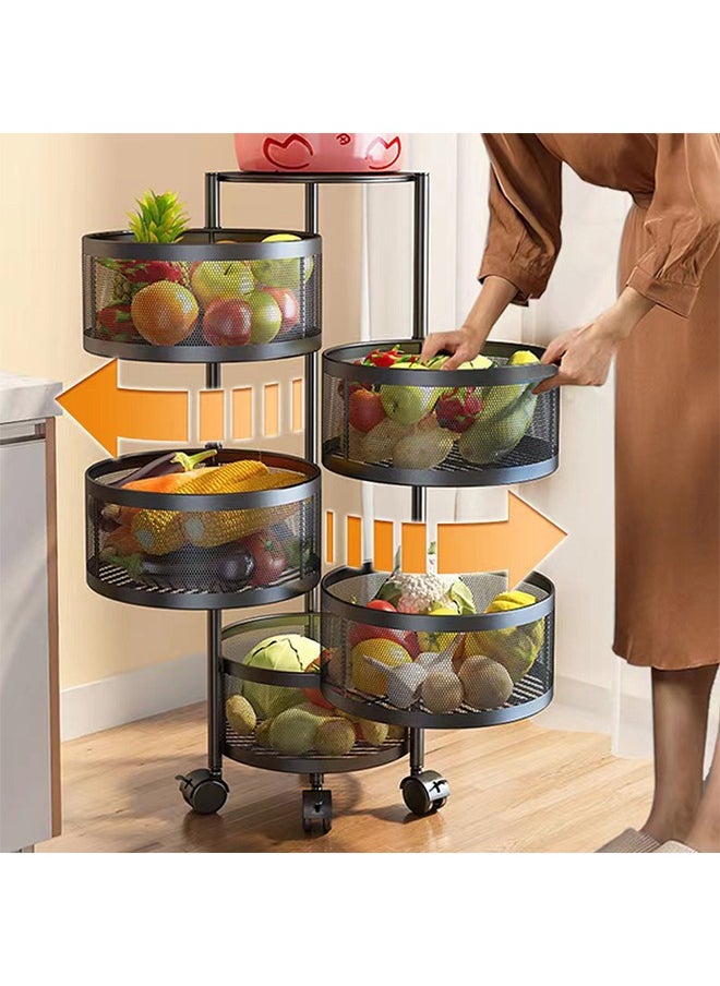 CityRiya-Long - Kitchen Storage Shelves Rack Rotating Storage Basket Shelf for Fruit Vegetable Rolling Cart Shelves with Wheels Household Storage Organizer for Kitchen Bathroom Living Room - Image 1