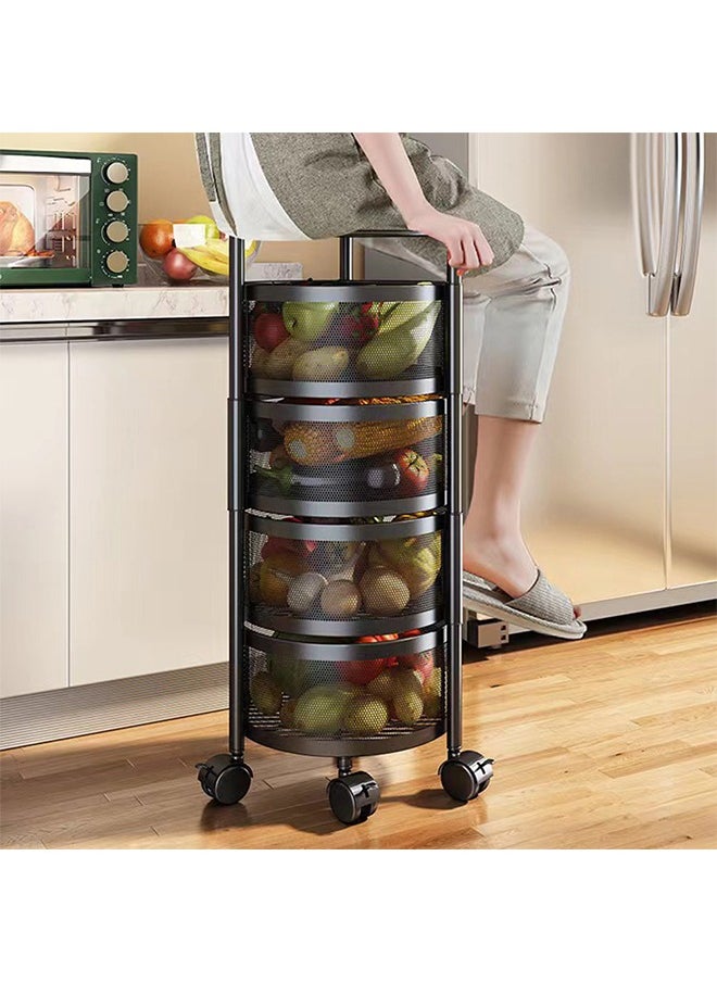 CityRiya-Long - Kitchen Storage Shelves Rack Rotating Storage Basket Shelf for Fruit Vegetable Rolling Cart Shelves with Wheels Household Storage Organizer for Kitchen Bathroom Living Room - Image 1