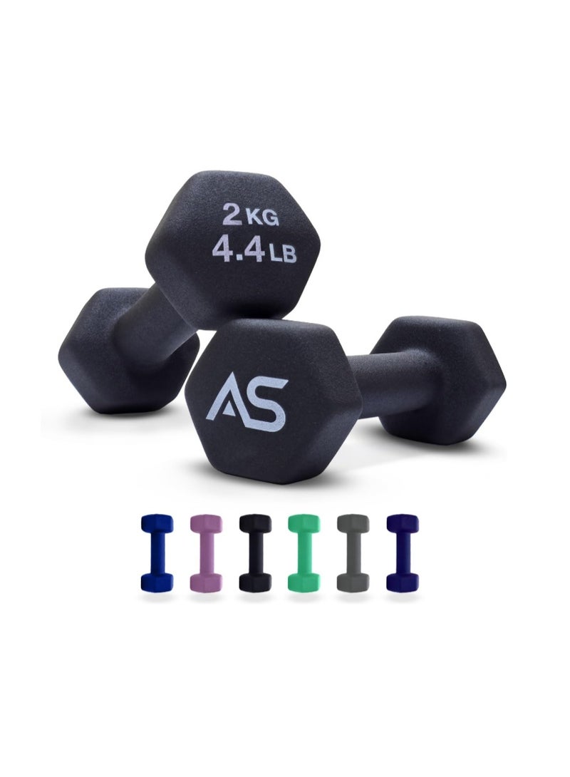 Allure Sphere Neoprene Dumbbell Set For Home Gym Exercise - Anti Slip Fitness Equipment For Pilates, Cardio, Training - Anti Sweat Hex Dumbbells in 1Kg 2Kg 3Kg 4Kg 5Kg In Pair - Image 1