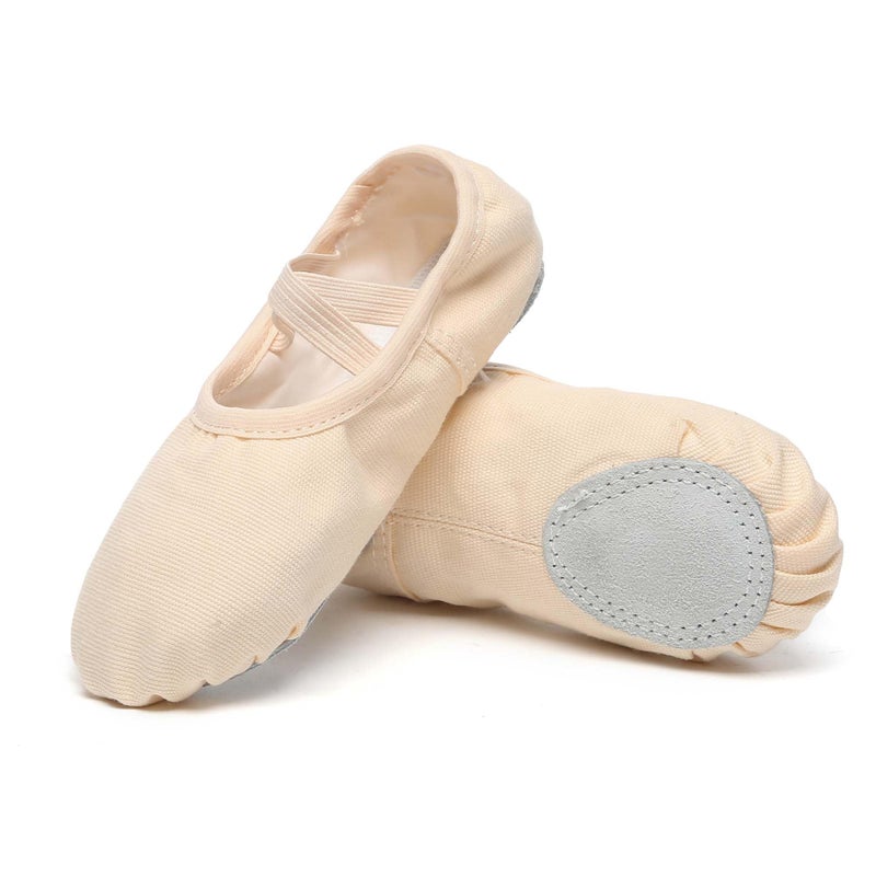 Danzcue Ballet Shoes for Girls-Soft Canvas Dance Slippers with Non-Slip Soles, Ideal Ballet Flats for Toddlers and Kids, Ballet Pink, 11M Little Kid - Image 1