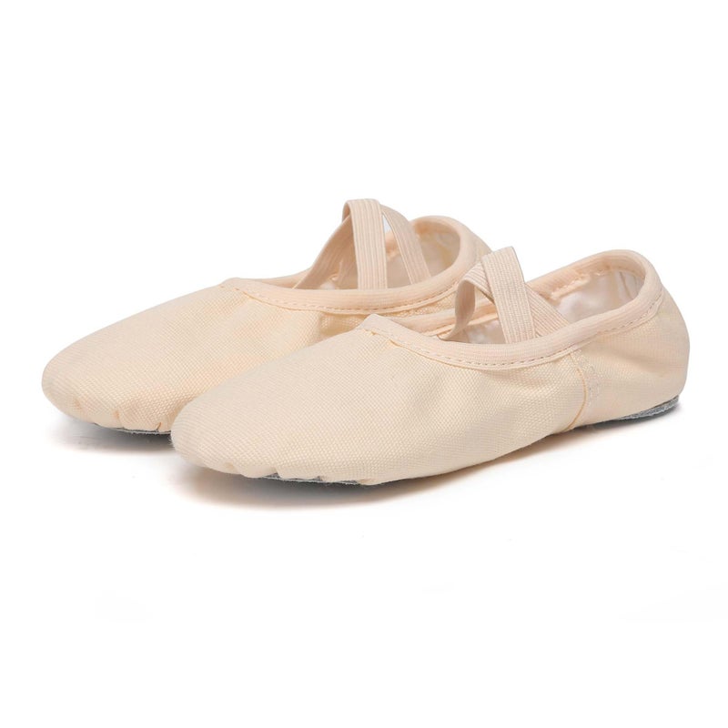 Danzcue Ballet Shoes for Girls-Soft Canvas Dance Slippers with Non-Slip Soles, Ideal Ballet Flats for Toddlers and Kids, Ballet Pink, 11M Little Kid - Image 2