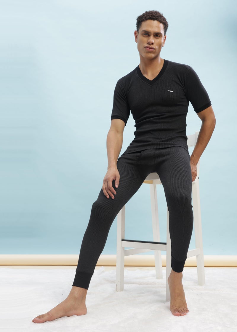Dollar Ultra Combed Cotton Men Thermal Pyjama Black - Image 5