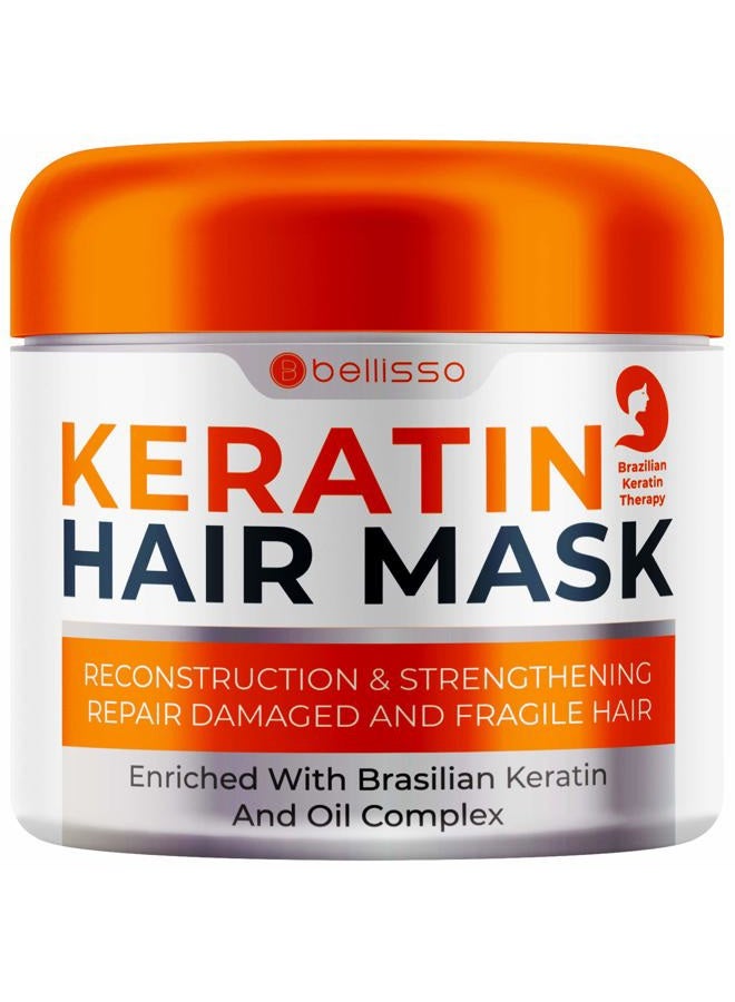 BELLISSO Keratin Hair Mask - Sulfate Free Hydrating Deep Conditioner Treatment for Dry, Damaged and Split Ends - Moisture for Frizzy and Curly Hair - For Women and Men - Moisturizer Care to Repair Damage - Image 1