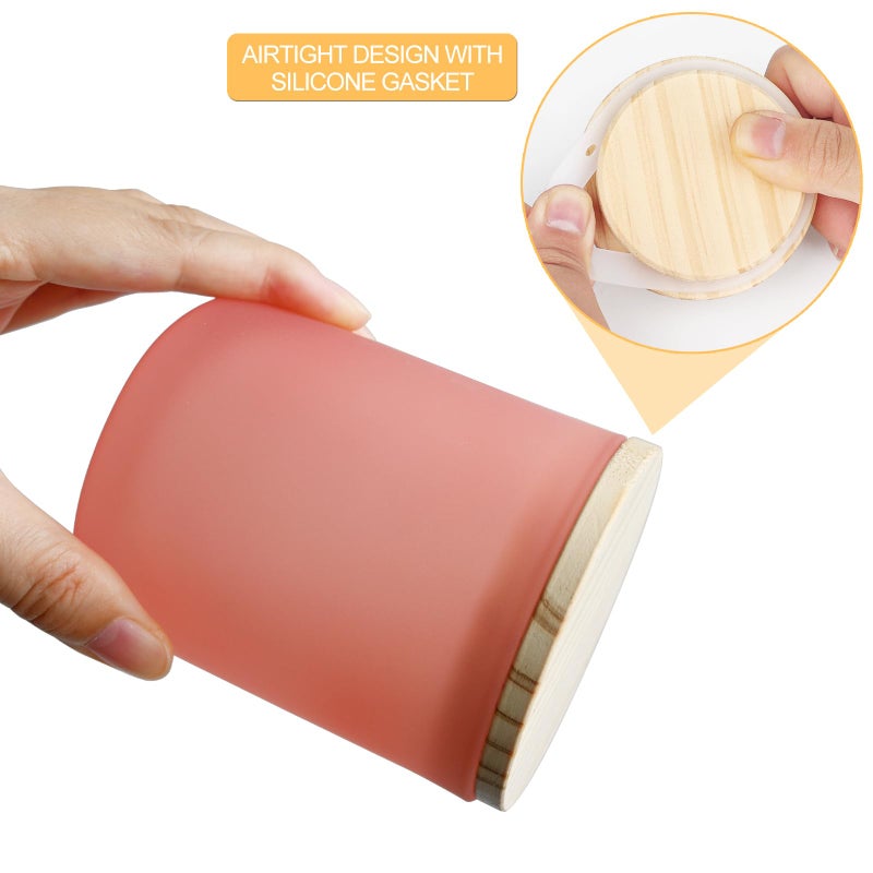 SHOWIN 10 OZ Thick Candle Jars for Making Candles 15 Pcs, Empty Jars with Wood Lids for Candle Making, Sample Container, Frosted Pink - Image 2