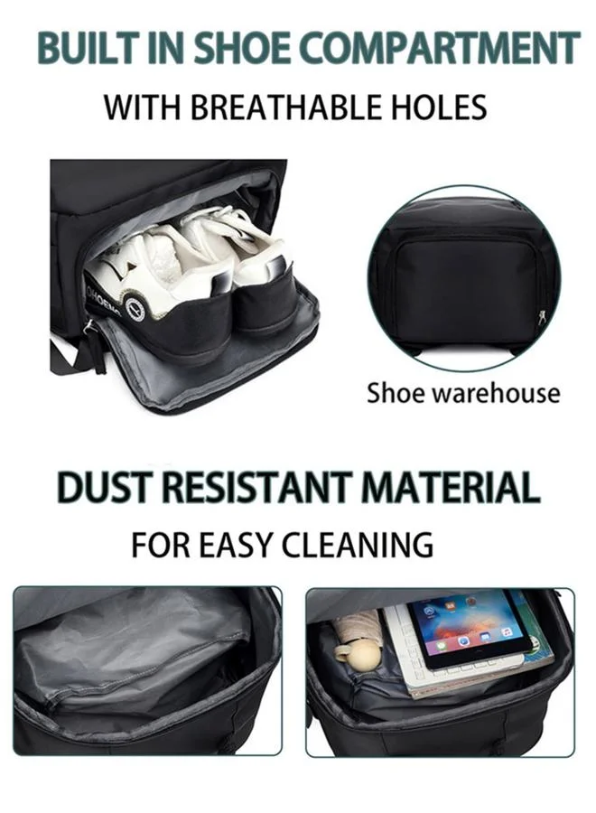 Take Two Black Travel Backpack with Shoe Compartment